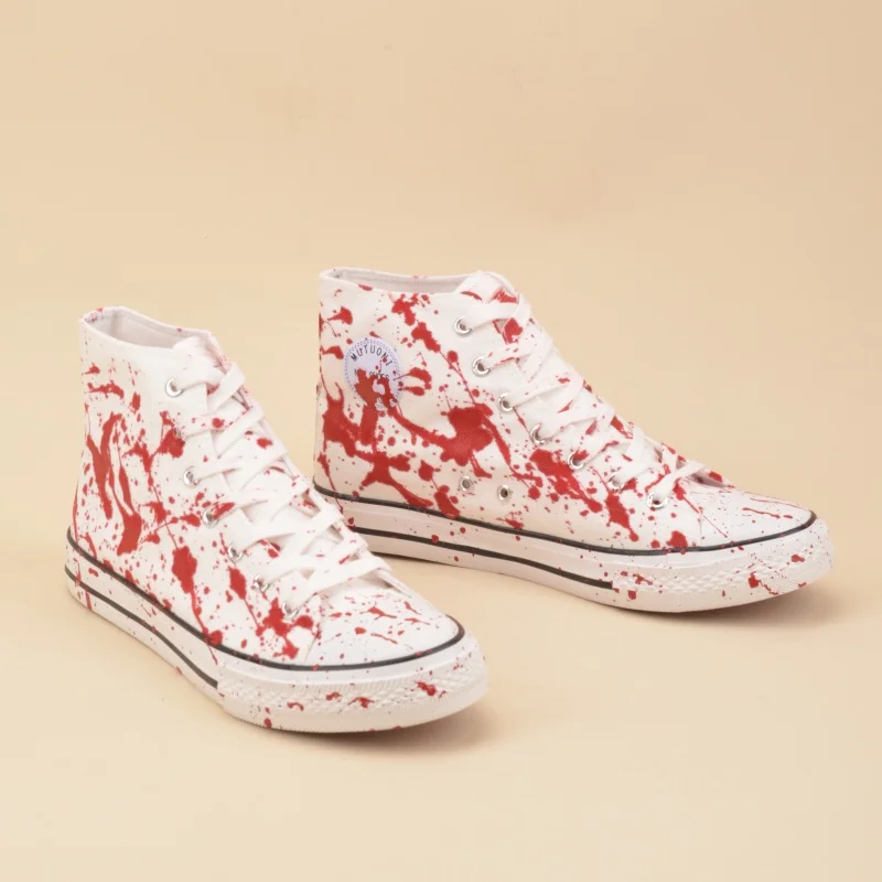 Women Canvas Sneakers High Top Round Toe Platform Skate Casual Shoes Graffiti All-match Tennis Shoes