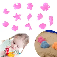 12pcs Play Sand Molds Beach Sand Toys Set Sand Tray Toys Sand Molds Set for Kids(Small/Ocean/ Random Color) 2
