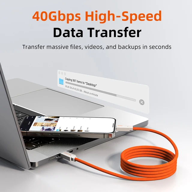  CABLETIME USB 40Gbps 8K 240W Magnetic Cable USB C