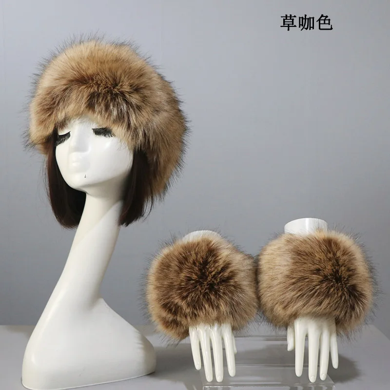 Winter Dicke Warme Pelzige Haarband für Frauen Mädchen Mode Flauschigen Faux Pelz Russische Hut Stirnband Outdoor Wärmer Ski Beanie Hüte – Detail 21