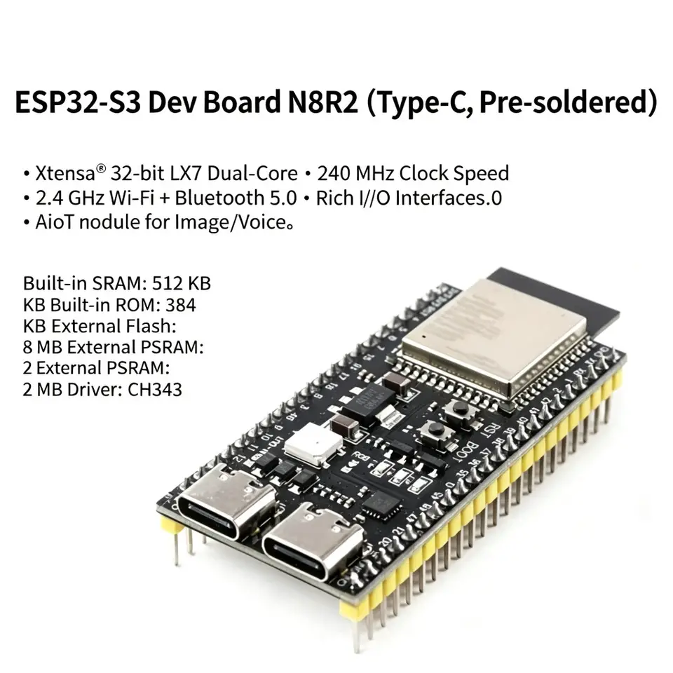 ESP32-S3 Development Board DevKitC-1 N8R2 N16R8 WiFi BT Module 44Pin Type-C USB ESP32-S3 WROOM-1 image 8