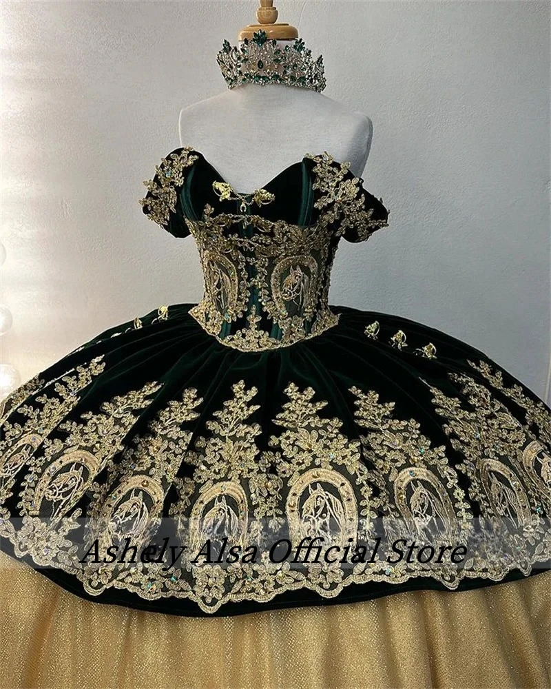 

Ashely Alsa Luxury Gothic Birthday Party Prom Dress Off Shoulder Black Vestido De 15 Anos Quinceanera Dresses Wedding Gown 2024