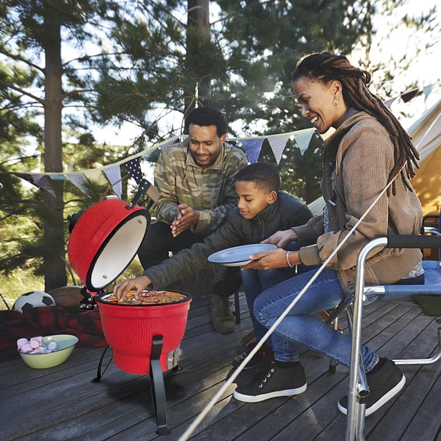 Round Charcoal Grill Ceramic Asador Kamado Charcoal Grills 13 Inch Orange Kitchen Smoker Barbecue Outdoor BBQ 6