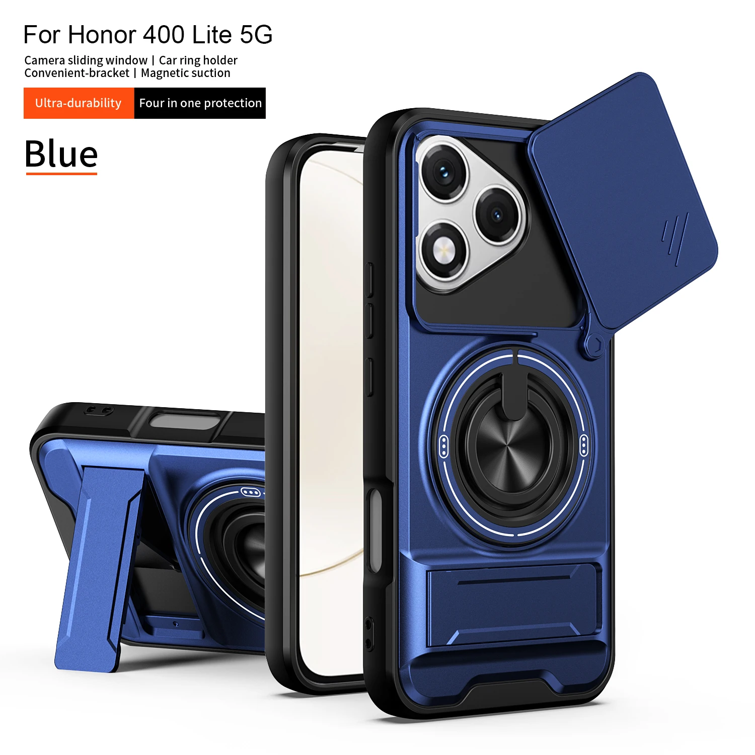 Magsafe Magnetic Military Armor Phone Case with Foldable Holder and Camera Protection