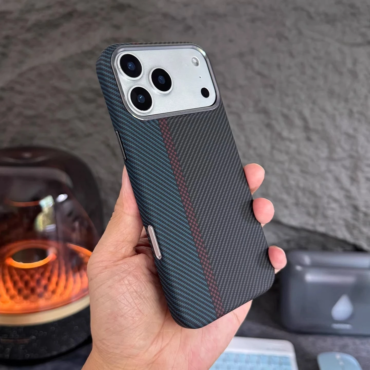Sleek Carbon Fiber Magnetic Phone Case with Alloy Lens Protection and Wireless Charging Capability