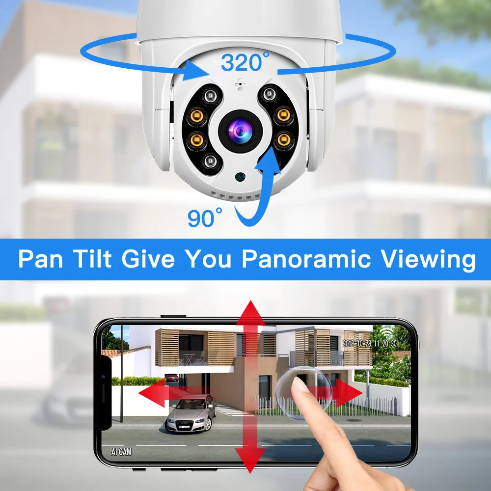 2MP 1080P iCsee APP Full Color AI Humanoid Detection Wireless PTZ IP Dome Camera Home Security Intercom CCTV Baby Monitor