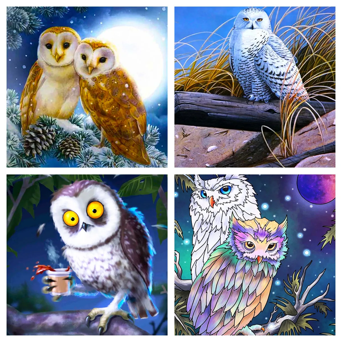 5D Diamond Painting Animal Rhinestone Photo Diamond Embroidery Owl Cross Stitch Night Diy Crafts