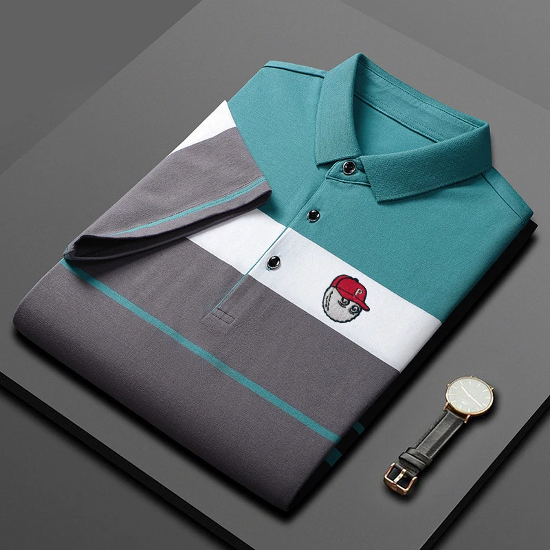 Embroidery LOGO Malbon Golf Shirts for Men High Quality Breathable Cotton Short Sleeve Tops Golf