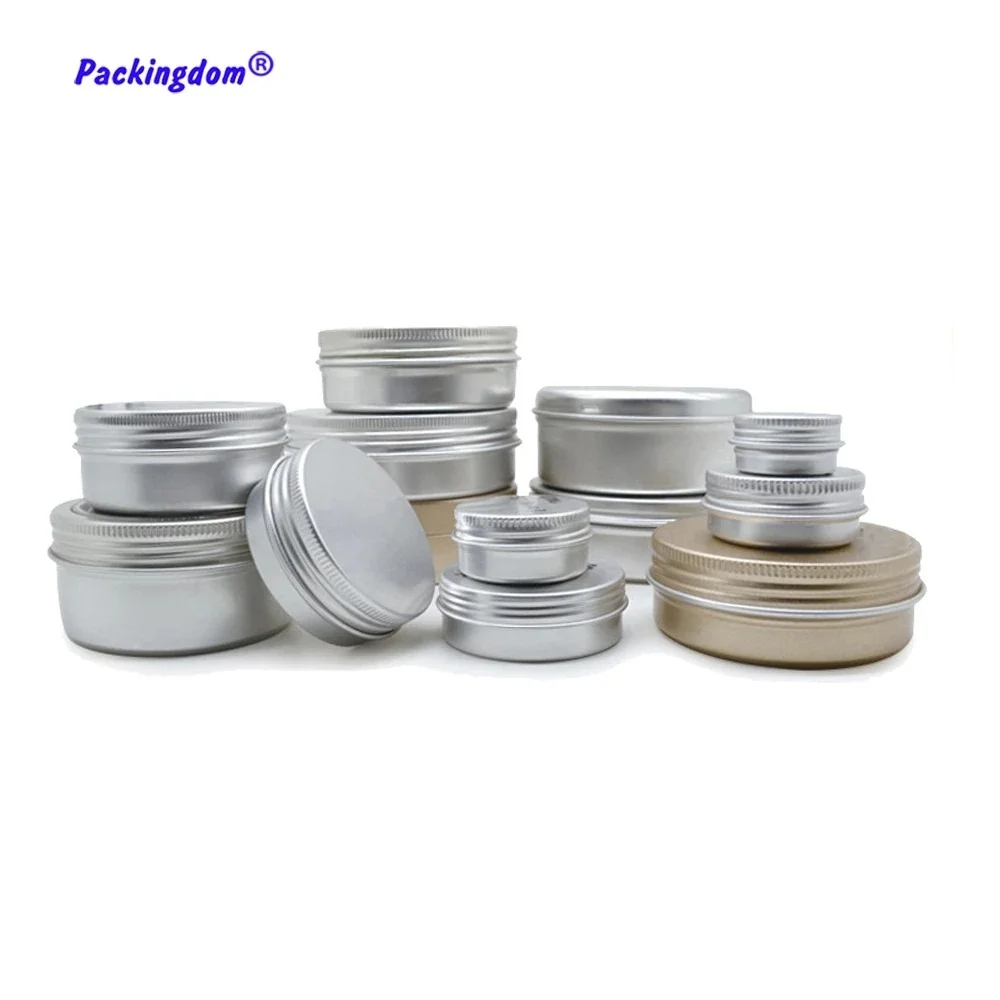 50pcs Aluminum Container Round Metal Jar Candle Tin Empty 15g 30g 50g 80g 100g 250g Lip Balm Cream Box Hair Wax Pot Silver Cans