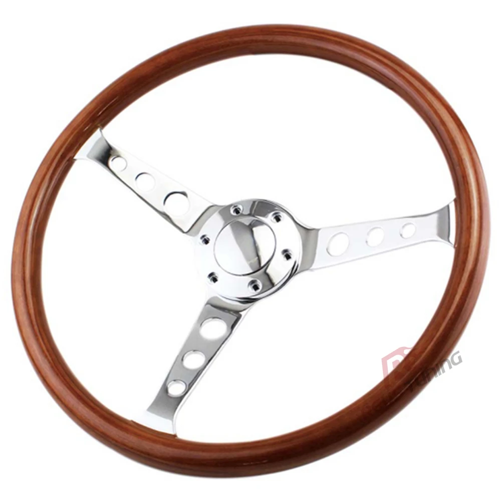 

Универсальный 15-дюймовый 380 мм 70 мм PCD хромированный спицевой классический автомобильный спортивный гоночный автомобиль грузовик деревянный руль
