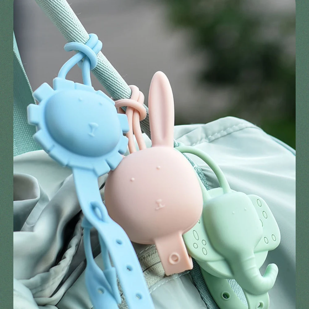 Silicone Anti-lost Chain Strap Adjustable Cartoon Pacifier Holder Chain Silicone Baby Teether Toys Straps Stroller Accessories