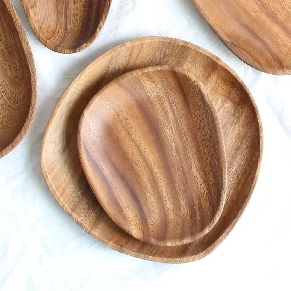 Walnut & Acacia irregular oval wood plate - image 3