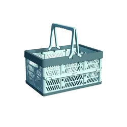 Set of Foldable Portable Storage Baskets - Durable Plastic for Fruits, Vegetables, and More (Blue Trumpet)