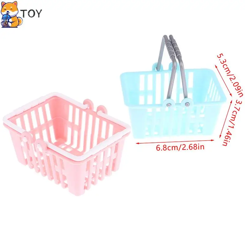 2Pcs Dollhouse Mini Shopping Hand Baskets Model Dollhouse Supermarket Basket For Grocery Toy Pretend Play images - 6