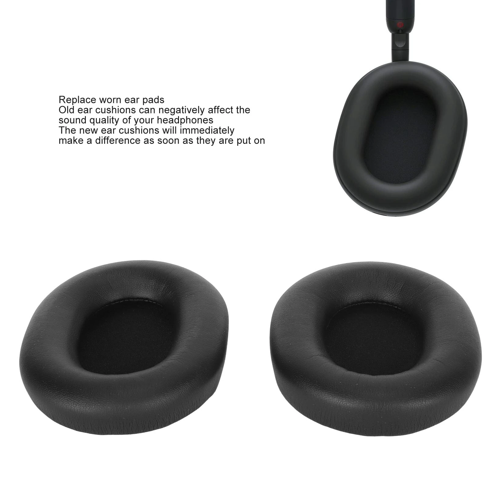 Ear Cushions Headphone Ear Pads Protein Leather Noise Insulation Memory Foam Sponge Ear Cushions for WH 1000XM5 Wireless Headset