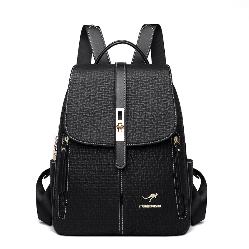 Elegant Women's Leather Backpack - Large Capacity Fashion Rucksack