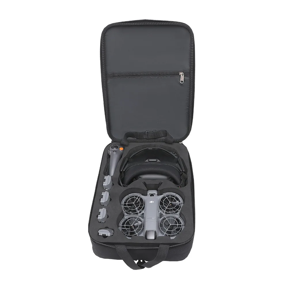 Sac EVA pour drone DJI NEO2 posé à côté du drone, idéal pour le rangement et le voyage
