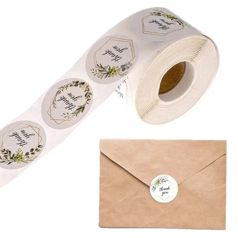 Thank You Stickers 500pcs/roll Plants Decals DIY Craft Project Adhesive Supplies