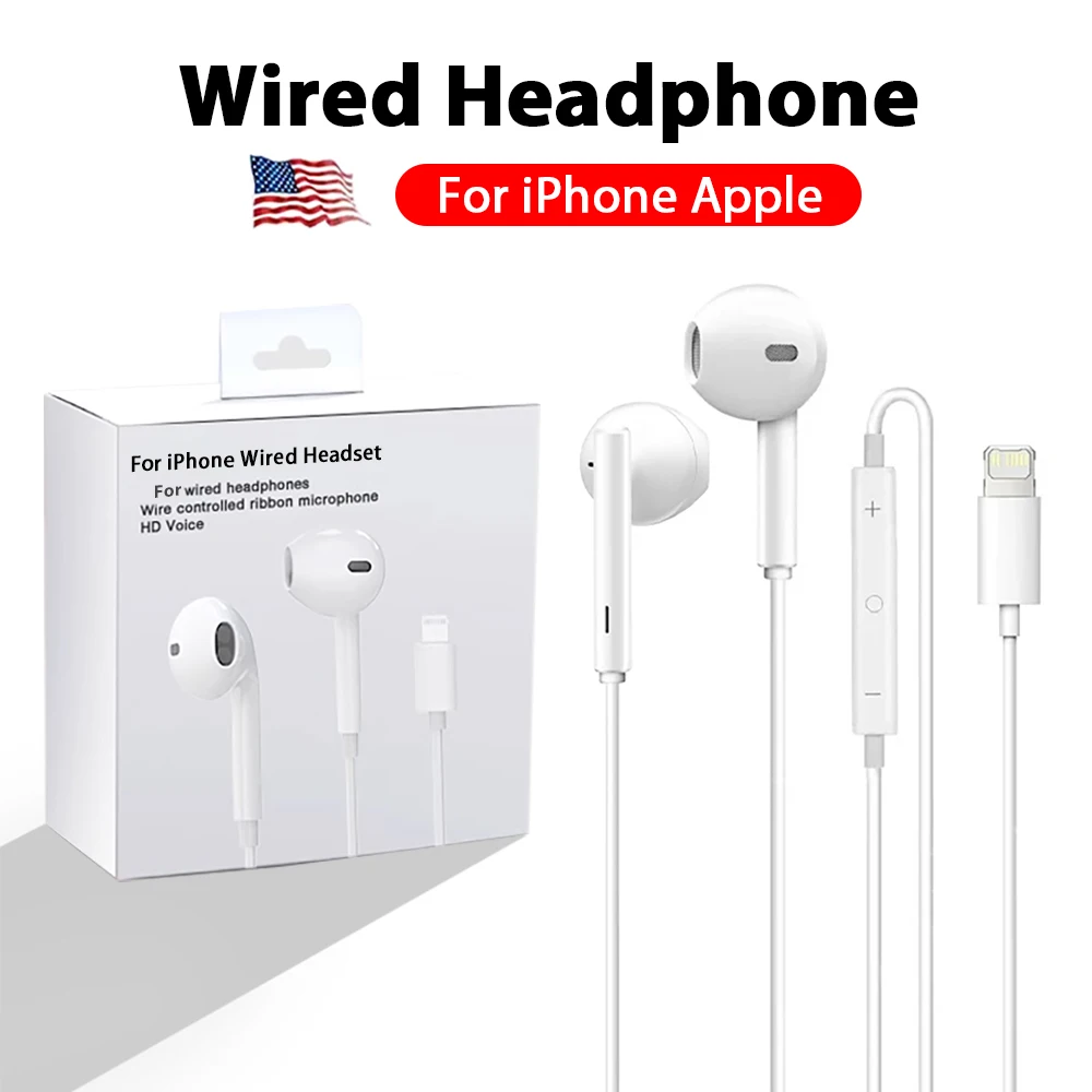 

For Apple Wired Bluetooth Earbud For iPhone 14 13 12 11 Pro Max Mini Lightning Earphones X XS XR 8 Plus SE 7 Phone Accessories