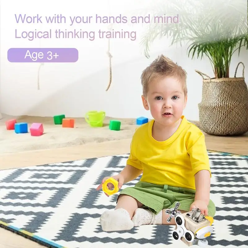 Montessori Baby Wooden Busy Cube Toys  Fun Hands Brains Training Tools Learning Educational Toys for Kids Christmas Gift