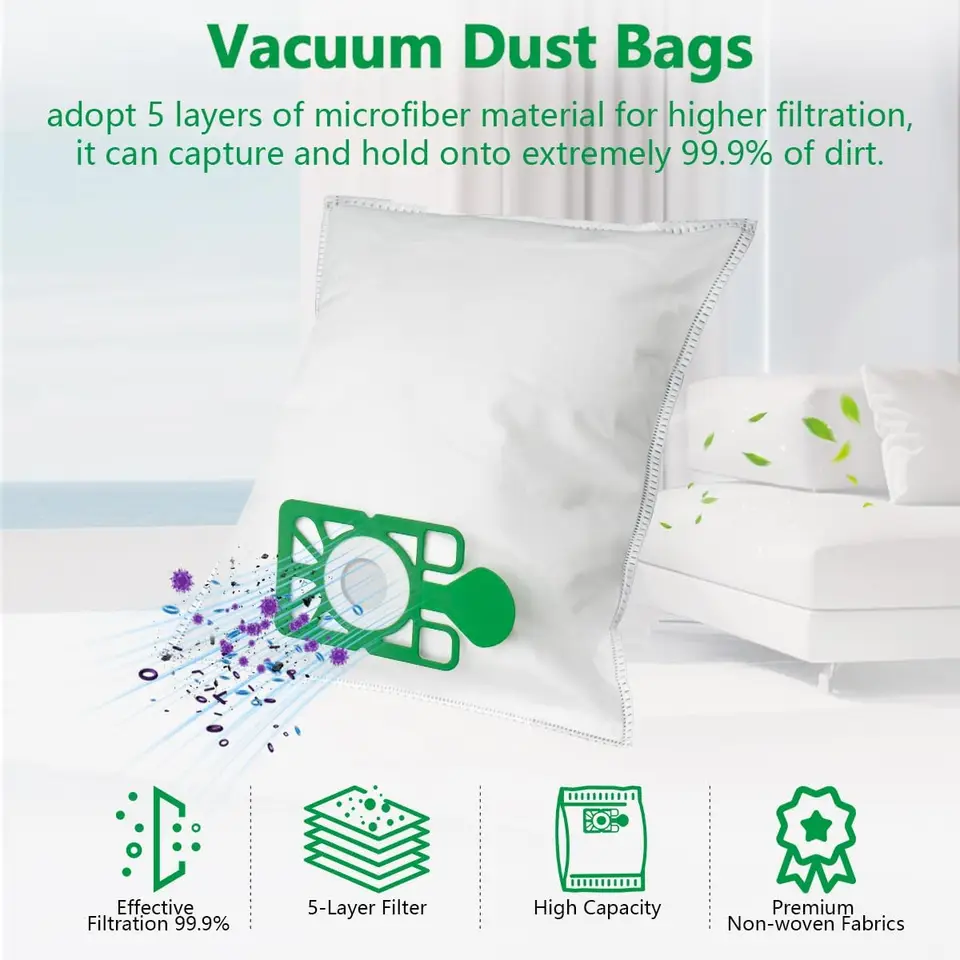 MisterVac 10 Sacchetti Per Aspirapolvere Compatibili Con Numatic Henry HVR 200-22, Tessuto 5 Strati, Ecologici Senza Plastica, Alta Filtrazione