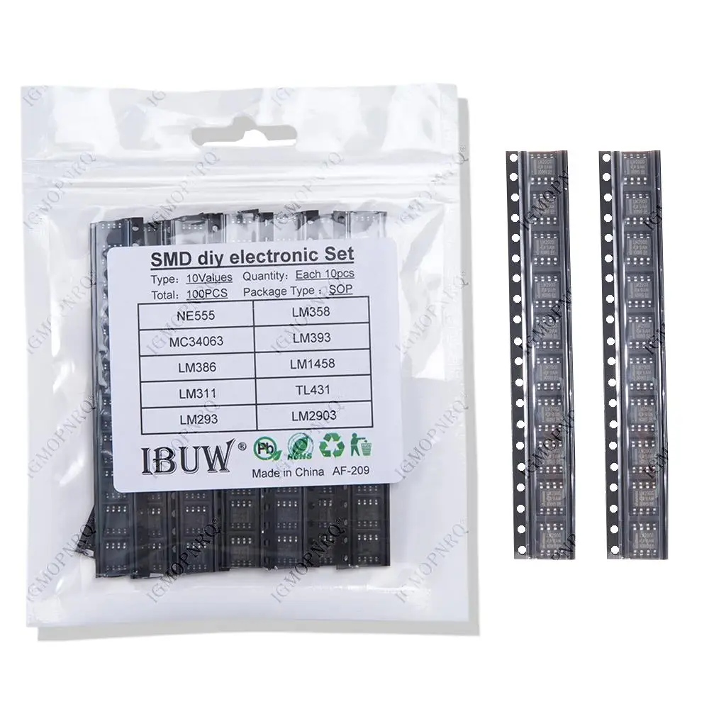 NE555 LM358 MC34063 LM393 LM386 LM1458 LM311 TL431 LM293 LM2903 SOP8 Amplifier Circuit 10Values*10pcs SMD diy electronic set 1