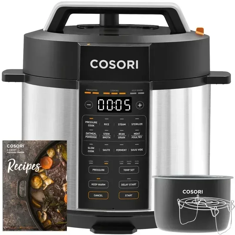 COSORI Electric Pressure Cooker 6-Qt, 9-in-1 Multi-Cooker: Rice, Saut&eacute;, Sous Vide, Sterilizer, 1100W, Stainless Steel, Cookbook