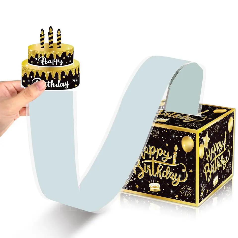 ISOVF Salvadanaio Regalo Compleanno Blu Oro – Scatola Sorpresa Per Soldi, Kit Fai Da Te Con Sacchetti E Istruzioni - 3