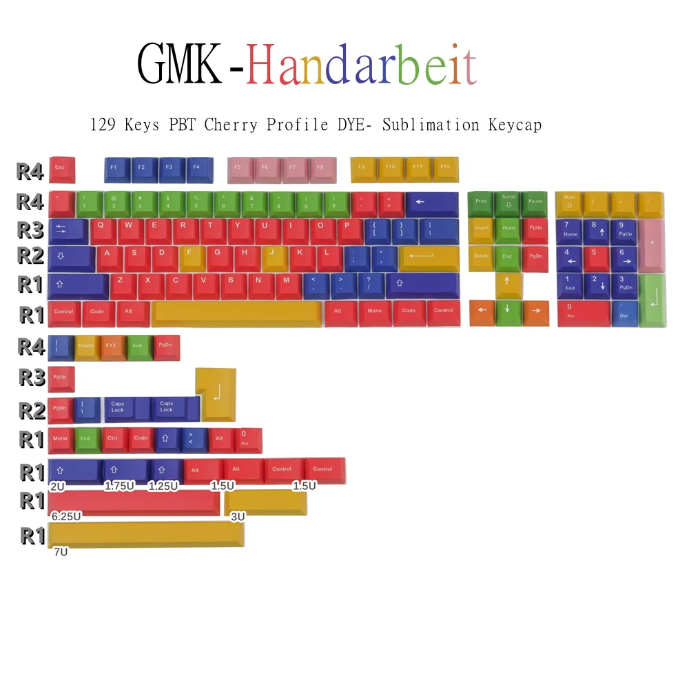 

129Keys PBT Keycaps GMK Handarbeit Cherry DYE- Sublimation Full Set Keycap For Mechanical Keyboard Ansi 60% 80% 100% Layout