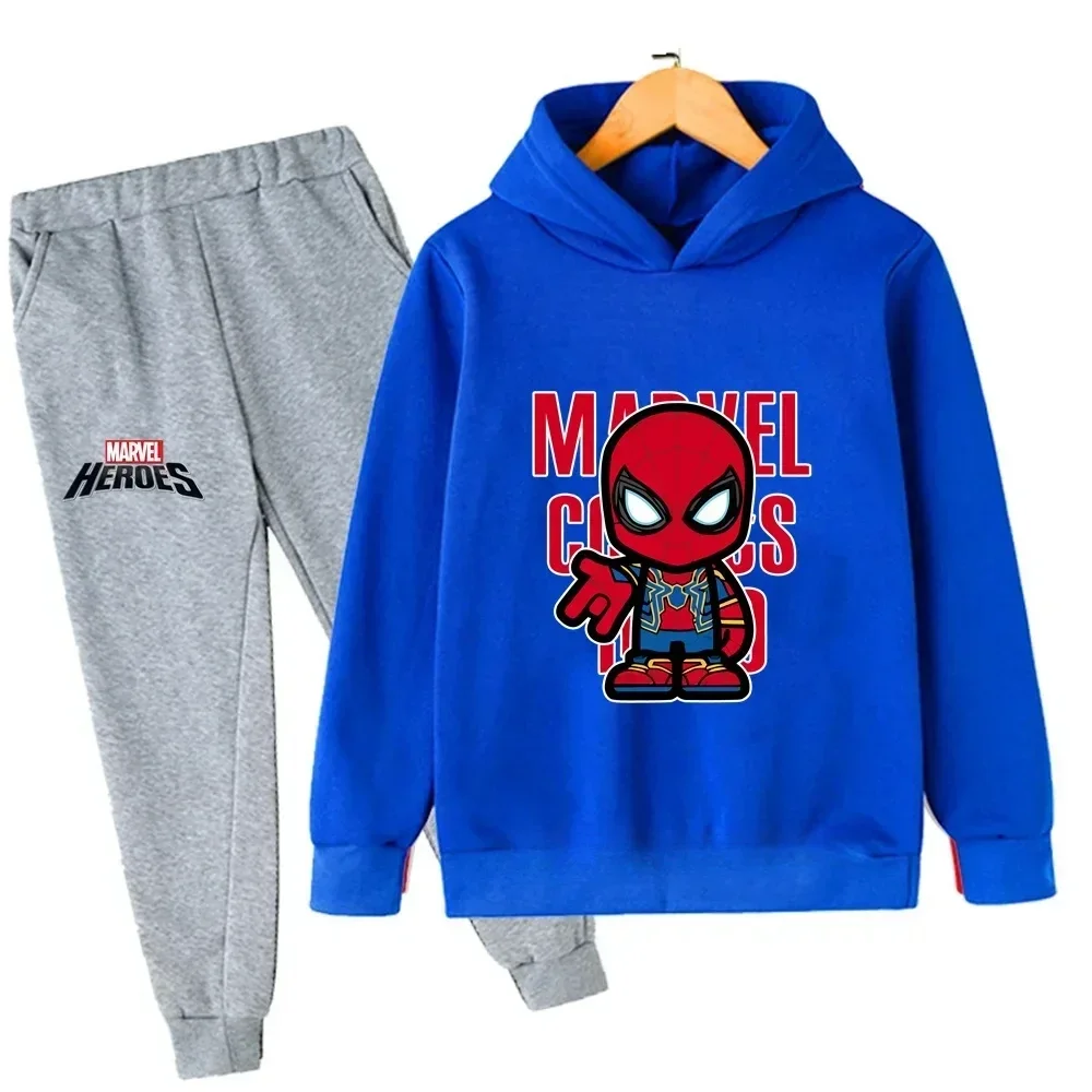 thumbnail image 1 of Ropa de moda de primavera y otoño para niños, sudaderas con capucha y pantalones con estampado de dibujos animados de Marvel Spiderman, conjuntos de 2 piezas, trajes deportivos informales para niños y, 1 of 4