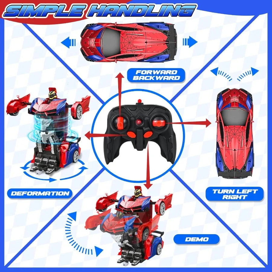 Vue de dessus de la Voiture RC Spider Déformable 2,4 GHz en mode araignée avec pattes articulées