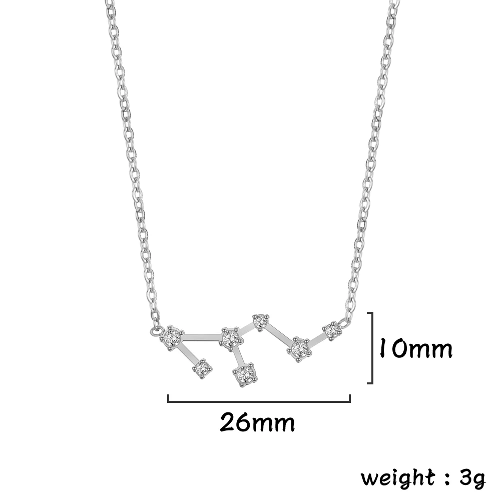 Edelstahl Stern Sternzeichen Halskette 12 Sternbild Anhänger Halskette Kristall Charm Kette Choker Halskette für Frauen Geschenk – Detail 20