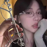 Fashion Small Square Glasses Frame for Women Metal Anti-blue Bayonetta Glasses Japanese Men Retro Trendy Reading Y2K Eyeglasses 2