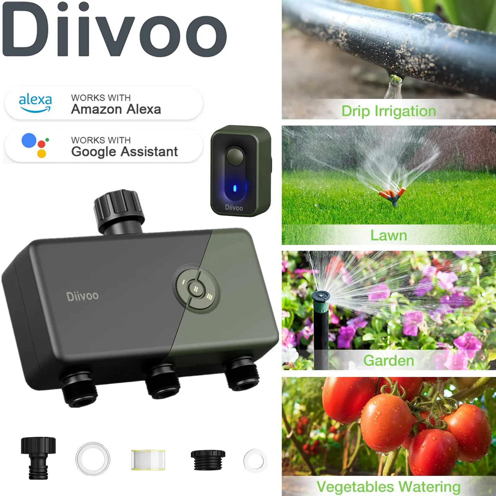 DiivooWiFiWaterTimer3ZoneProgrammableAutomaticIrrigationSystem