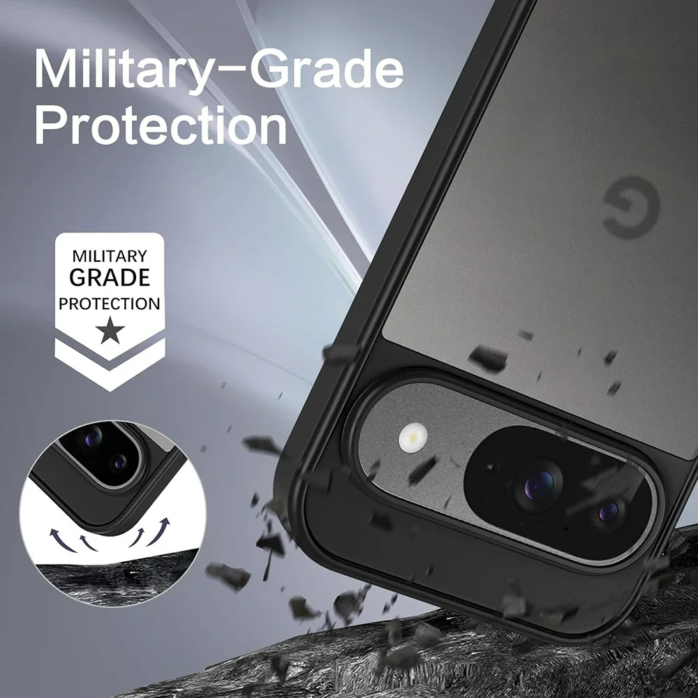 Enhanced Shockproof Military Grade Case - Transparent Black Matte Hybrid Cover