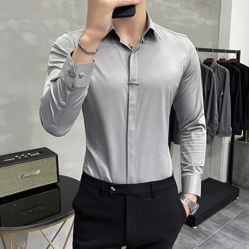 robo Método Hueco Camisas De manga larga para Hombre, Camisas De vestir De alta gama, 7  colores, 7XL, británicas, Social, Club, fiesta, moda, Slim Fit, sólido _ -  AliExpress Mobile