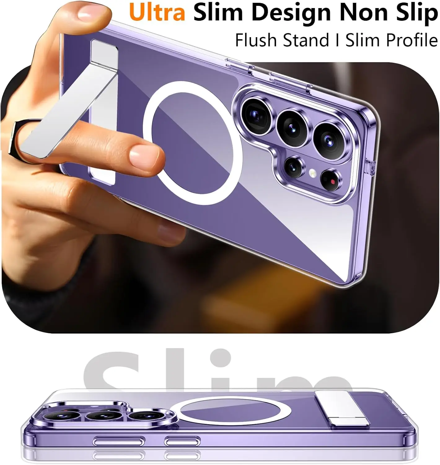 Ultra-Thin Magnetic Phone Case with Invisible Bracket Magsafe and Military Grade Shock-Absorption