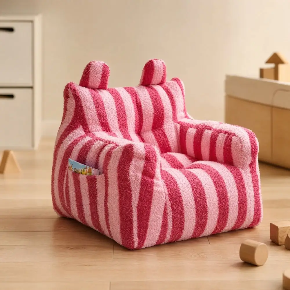 Divano Pigro in Tessuto Morbido con Contenitore, Design Basso a Terra, Poltrona Leggera, Comoda ed Ergonomica, Divano Orsetto per Bambini - immagine 2