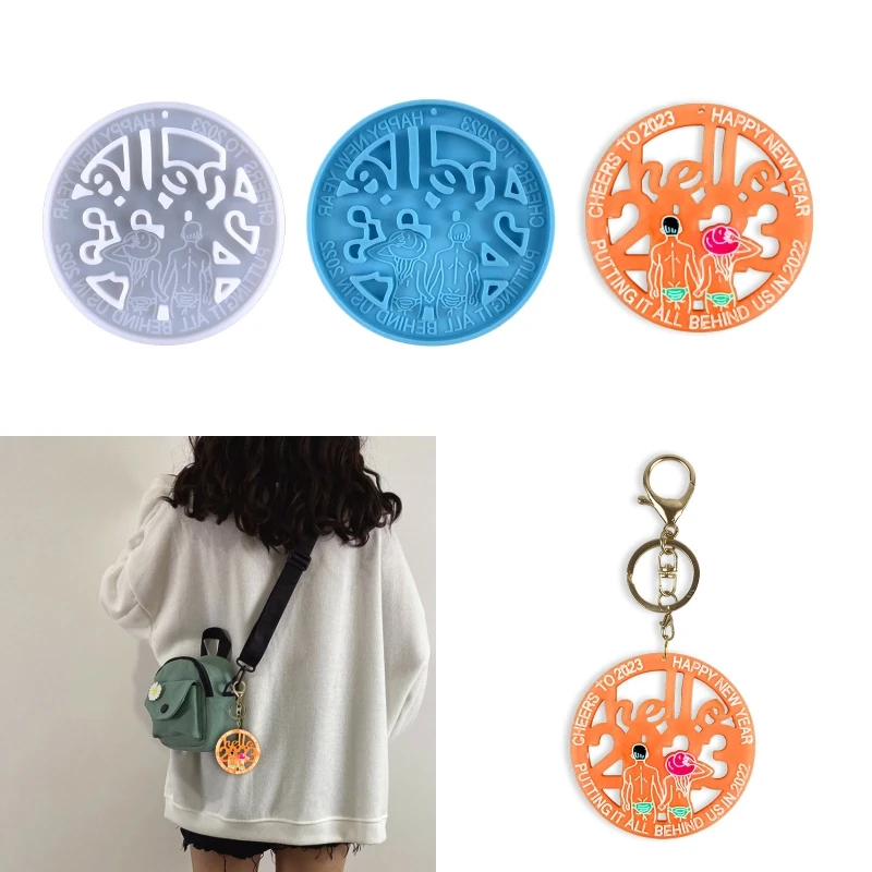 

Hello 2023 Круглый брелок из эпоксидной смолы, декоративная форма с формой для подвески с отверстием