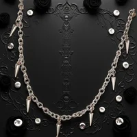 Collier à pampilles à rivets pour hommes et femmes, Style Punk, Hip Hop, mode géométrique, chaîne en acier titane 3