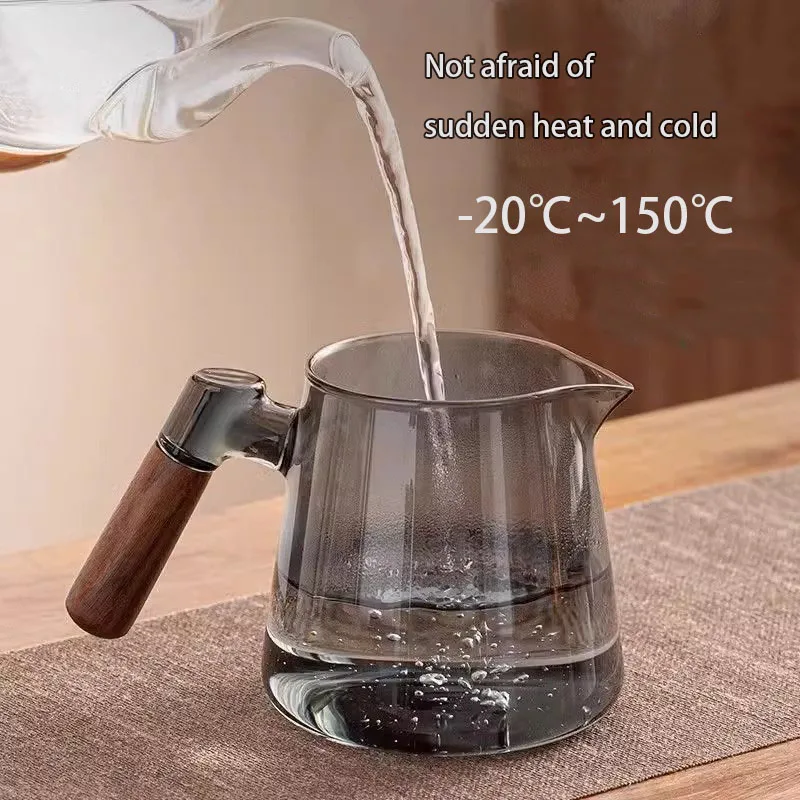 Glass Tea Kettle with Infuser Heat Resistant Teapot with Wooden Handle