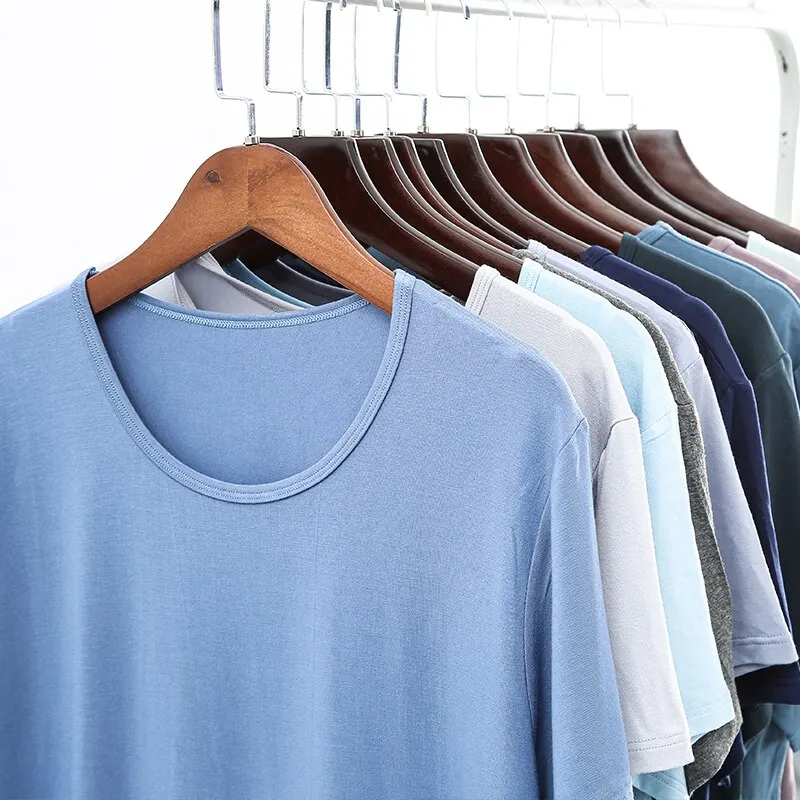 Summer Men's Solid Color Versatile Basic Round Neck Short Sleeved T-shirt Slim Fit Comfortable Ice Top For Women To Wear