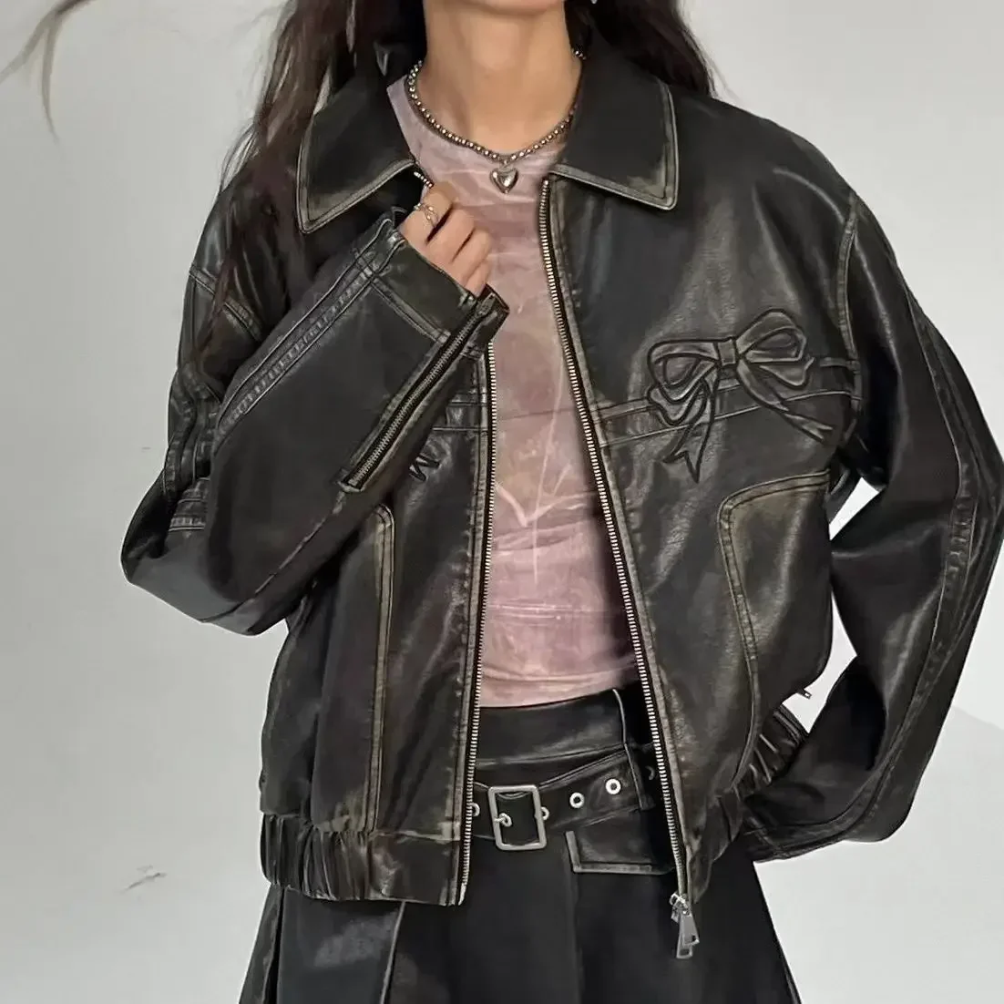 【韓国 YUTHENTIC】レザーカラーブルゾンジャンパー AW4AM60110 525DENIMショートカバーオール（ブルゾン/ジャンバー