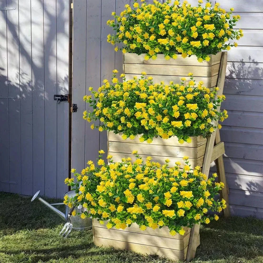 Artificial Flower 1 Bundle Outdoor UV Resistant Greenery Shrubs Plants for Kitchen Office Wedding Garden Decor artificial flower