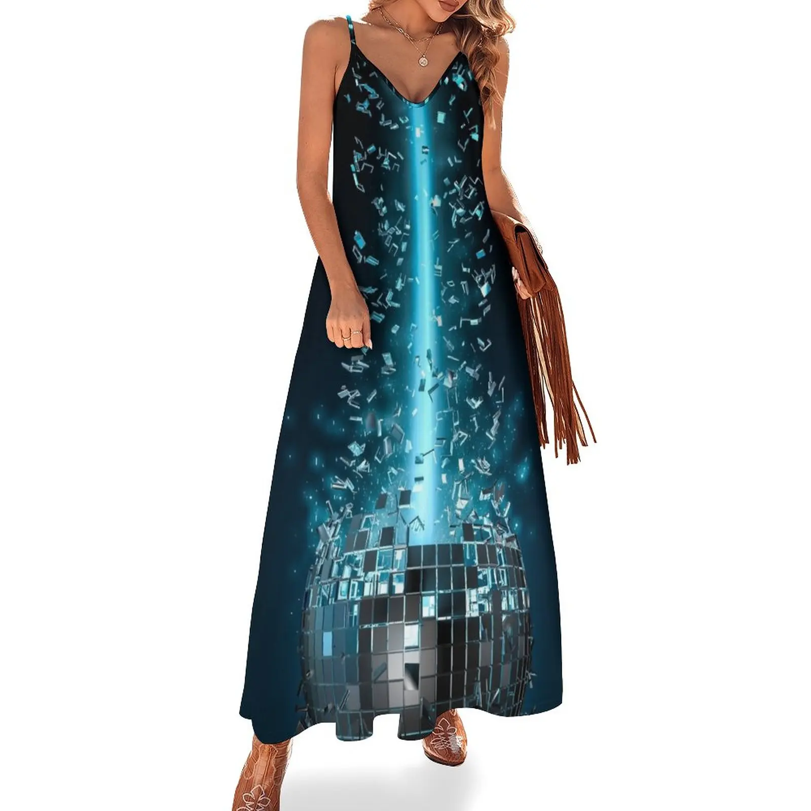 

New Disco explosion Sleeveless Dress Clothing female women clothes women dress Party dresses