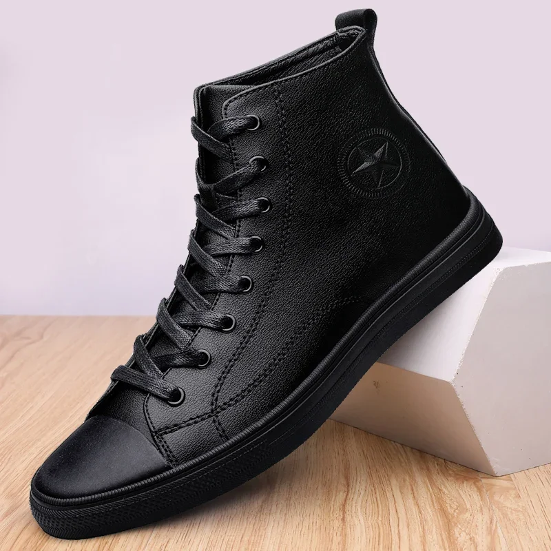 Stivali Da Moto Da Uomo Alti In Pelliccia Calda Nera Stivali Da Uomo In Vera Pelle Di Moda Scarpe Calde Invernali Stivali Da Neve Per Uomo