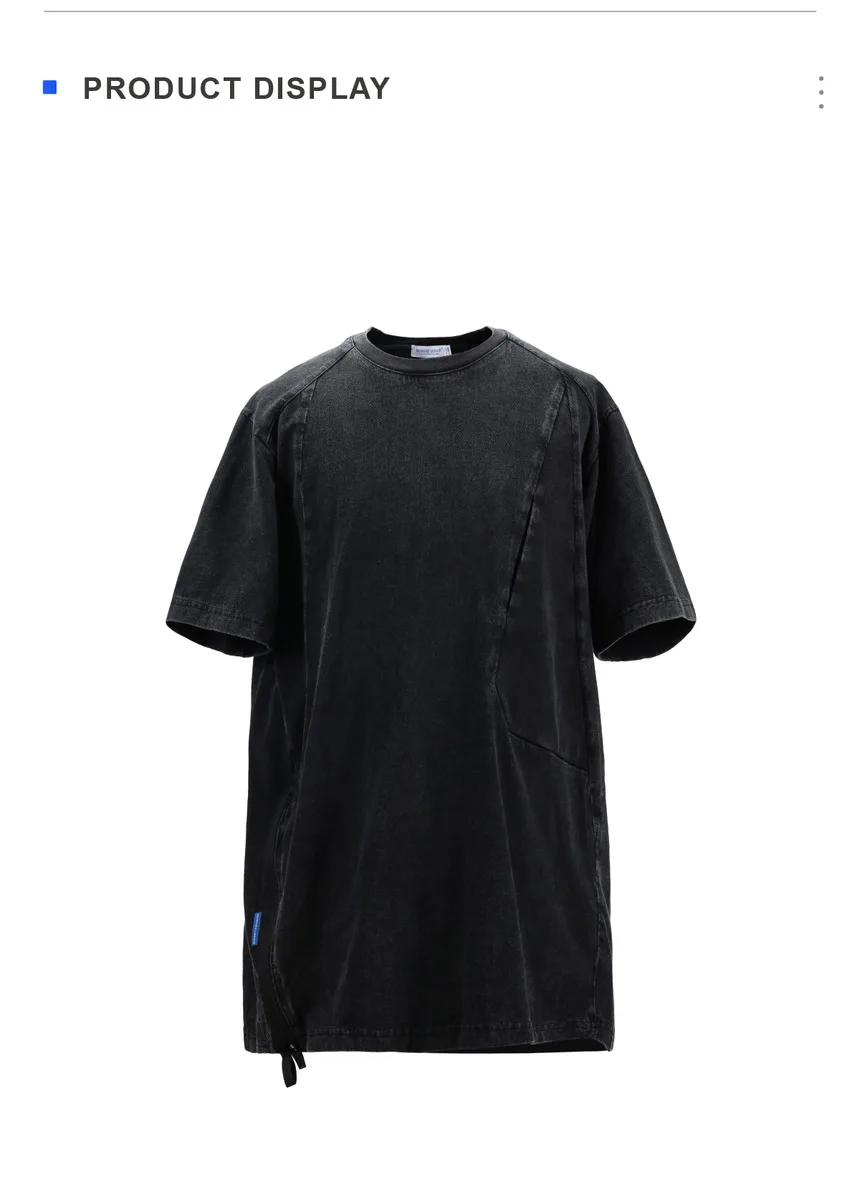 Reindee Lusion 22ss 3d batik wash short sleeve t-shirt diamond shaped structure pure cotton  adjustment zipper techwear gorpcore