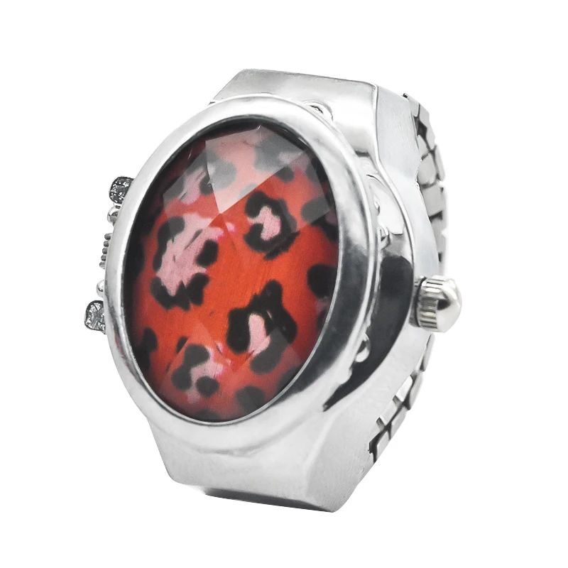 New Gem Flower Clamshell White Dial Can See The Time Finger Watch Casual Fashion Ring Watch