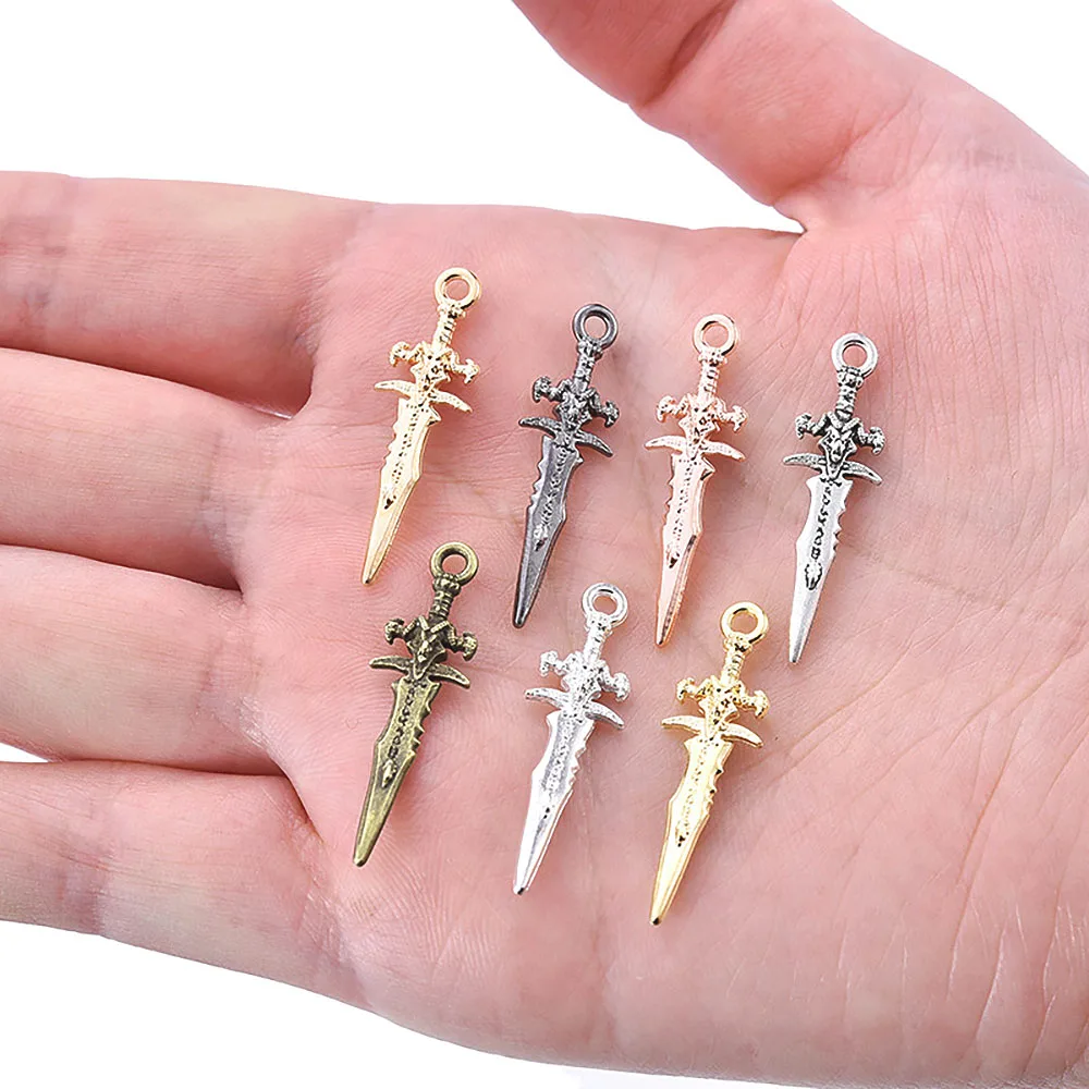 

7 Colors Alloy Sword Nail Charms Metal Weapon Charm Nail Accessories Sword Charms for Jewelry Making Necklace Bracelet Pendants