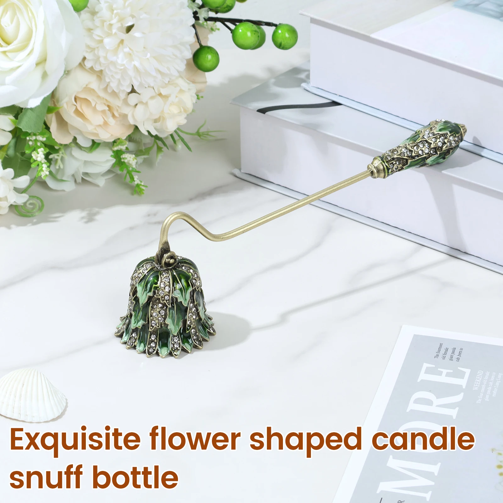 1/2/4Pcs Candle Snuffer Safe Candle Extinguisher with Long Handle Elegant Green Decorative Candlesnuffer for Lovers Gifts